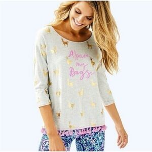 Lilly Pulitzer “Alpaca my Bagg” Mercer tee top L